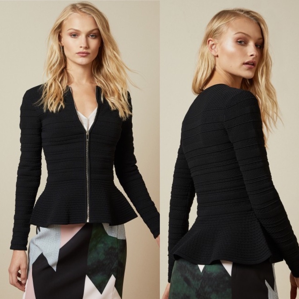 💞SOLD💞Ted Baker Deari Structured Peplum Cardigan - Picture 3 of 8